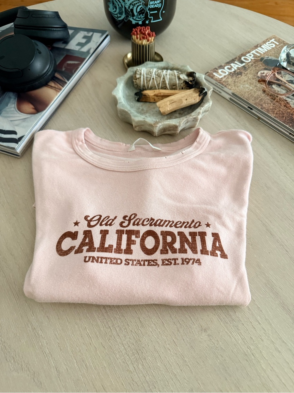 Zara Graphic Tee Crop Top— Pink Cali Baby